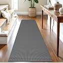 IOHOUZE Washable Runner Rug 2.6x8 Non Slip Rubber Backed Wide Hallway Runner Entryway Runner Indoor, Kitchen Rugs Woven Cotton Floor Carpet for Hall Entrance Bedroom, Dark Grey