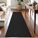 IOHOUZE Washable Runner Rug 2.6x8 Non Slip Rubber Backed Wide Hallway Runner Entryway Runner Indoor, Kitchen Rugs Woven Cotton Floor Carpet for Hall Entrance Bedroom, Black/Grey