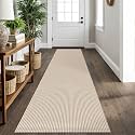 IOHOUZE Washable Runner Rug 2x10 Non Slip Rubber Backed Long Hallway Runner Entryway Runner Indoor, Kitchen Rugs Woven Cotton Floor Carpet for Hall Entrance, Cream/Beige