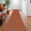 IOHOUZE Washable Runner Rug 2x10 Non Slip Rubber Backed Long Hallway Runner Entryway Runner Indoor, Kitchen Rugs Woven Cotton Floor Carpet for Hall Entrance, Burnt Orange/Tan