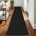 IOHOUZE Washable Runner Rug 2x12 Non Slip Rubber Backed Extra Long Hallway Runner Entryway Runner Indoor, Kitchen Rugs Woven Cotton Floor Carpet for Hall Stair, Black/Grey