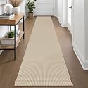 IOHOUZE Washable Runner Rug 2x12 Non Slip Rubber Backed Extra Long Hallway Runner Entryway Runner Indoor, Kitchen Rugs Woven Cotton Floor Carpet for Hall Entrance, Cream/Beige