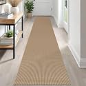IOHOUZE Washable Runner Rug 2x12 Non Slip Rubber Backed Extra Long Hallway Runner Entryway Runner Indoor, Kitchen Rugs Woven Cotton Floor Carpet for Hall Stair, Orange/Tan/Brown