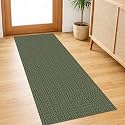 IOHOUZE Washable Runner Rug 2x5 Non Slip Runners for Hallways Entryway Runner Indoor, Kitchen Throw Rug Woven Cotton Floor Carpet for Hall Entrance Bedroom, Dark Moss Green/Mint Green