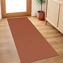 IOHOUZE Washable Runner Rug 2x5 Non Slip Runners for Hallways Entryway Runner Indoor, Kitchen Throw Rug Woven Cotton Floor Carpet for Hall Entrance Bedroom, Burnt Orange/Tan