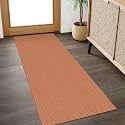 IOHOUZE Washable Runner Rug 2x5 Non Slip Runners for Hallways Entryway Runner Indoor, Kitchen Throw Rug Woven Cotton Floor Carpet for Hall Entrance Bedroom, Rust Red/Natural