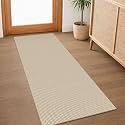 IOHOUZE Washable Runner Rug 2x5 Non Slip Runners for Hallways Entryway Runner Indoor, Kitchen Throw Rug Woven Cotton Floor Carpet for Hall Entrance Bedroom, Cream/Beige