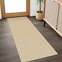 IOHOUZE Washable Runner Rug 2x5 Non Slip Runners for Hallways Entryway Runner Indoor, Kitchen Throw Rug Woven Cotton Floor Carpet for Hall Entrance Bedroom, Warm Beige/Orange/Apricot