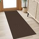 IOHOUZE Washable Runner Rug 2x5 Non Slip Runners for Hallways Entryway Runner Indoor, Kitchen Throw Rug Woven Cotton Floor Carpet for Hall Entrance Bedroom, Brown