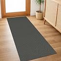 IOHOUZE Washable Runner Rug 2x5 Non Slip Runners for Hallways Entryway Runner Indoor, Kitchen Throw Rug Woven Cotton Floor Carpet for Hall Entrance Bedroom, Grey/Black