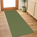IOHOUZE Washable Runner Rug 2x5 Non Slip Runners for Hallways Entryway Runner Indoor, Kitchen Throw Rug Woven Cotton Floor Carpet for Hall Entrance Bedroom, Olive Green/Earthy Green