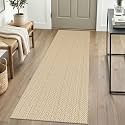IOHOUZE Washable Runner Rug 2x6 Non Slip Runners for Hallways Entryway Runner Indoor, Kitchen Rugs Woven Cotton Floor Carpet for Kitchen Hall Entrance Bedroom, Warm Beige/Orange/Apricot