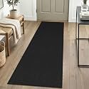 IOHOUZE Washable Runner Rug 2x6 Non Slip Runners for Hallways Entryway Runner Indoor, Kitchen Rugs Woven Cotton Floor Carpet for Kitchen Hall Entrance Bedroom, Black/Grey