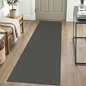 IOHOUZE Washable Runner Rug 2x6 Non Slip Runners for Hallways Entryway Runner Indoor, Kitchen Rugs Woven Cotton Floor Carpet for Kitchen Hall Entrance Bedroom, Grey/Black