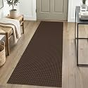 IOHOUZE Washable Runner Rug 2x6 Non Slip Runners for Hallways Entryway Runner Indoor, Kitchen Rugs Woven Cotton Floor Carpet for Kitchen Hall Entrance Bedroom, Brown