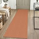 IOHOUZE Washable Runner Rug 2x6 Non Slip Runners for Hallways Entryway Runner Indoor, Kitchen Rugs Woven Cotton Floor Carpet for Kitchen Hall Entrance Bedroom, Rust Red/Natural