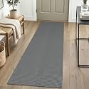 IOHOUZE Washable Runner Rug 2x6 Non Slip Runners for Hallways Entryway Runner Indoor, Kitchen Rugs Woven Cotton Floor Carpet for Kitchen Hall Entrance Bedroom, Dark Grey