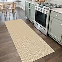 IOHOUZE Washable Runner Rug 2x7 Non Slip Runners for Hallways Entryway Runner Indoor, Kitchen Rugs Woven Cotton Floor Carpet for Kitchen Hall Entrance Bedroom, Warm Beige/Orange/Apricot