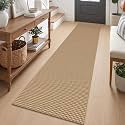 IOHOUZE Washable Runner Rug 2x7 Non Slip Rubber Backed Runners for Hallways Entryway Runner Indoor, Kitchen Rugs Woven Cotton Floor Carpet for Hall Entrance Bedroom, Orange/Tan/Brown