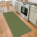 IOHOUZE Washable Runner Rug 2x7 Non Slip Runners for Hallways Entryway Runner Indoor, Kitchen Rugs Woven Cotton Floor Carpet for Kitchen Hall Entrance Bedroom, Olive Green/Earthy Green