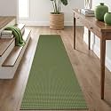 IOHOUZE Washable Runner Rug 2x8 Non Slip Rubber Backed Hallway Runner Entryway Runner Indoor, Kitchen Rugs Woven Cotton Floor Carpet for Kitchen Hall Entrance Bedroom, Olive Green/Earthy Green