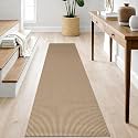 IOHOUZE Washable Runner Rug 2x8 Non Slip Rubber Backed Hallway Runner Entryway Runner Indoor, Kitchen Rugs Woven Cotton Floor Carpet for Hall Entrance Bedroom, Orange/Tan/Brown