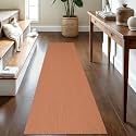 IOHOUZE Washable Runner Rug 2x8 Non Slip Rubber Backed Hallway Runner Entryway Runner Indoor, Kitchen Rugs Woven Cotton Floor Carpet for Kitchen Hall Entrance Bedroom, Rust Red/Natural