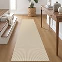 IOHOUZE Washable Runner Rug 2x8 Non Slip Rubber Backed Hallway Runner Entryway Runner Indoor, Kitchen Rugs Woven Cotton Floor Carpet for Kitchen Hall Entrance Bedroom, Cream/Beige