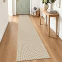 IOHOUZE Washable Runner Rug 2x9 Non Slip Rubber Backed Hallway Runner Entryway Runner Indoor, Kitchen Rugs Woven Cotton Floor Carpet for Kitchen Hall Entrance Bedroom, Cream/Beige