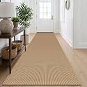 IOHOUZE Washable Runner Rug 3x10 Non Slip Rubber Backed Long Hallway Runner Entryway Runner Indoor, Kitchen Rugs Woven Cotton Floor Carpet for Hall Entrance, Orange/Tan/Brown