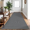 IOHOUZE Washable Runner Rug 3x10 Non Slip Rubber Backed Long Hallway Runner Entryway Runner Indoor, Kitchen Rugs Woven Cotton Floor Carpet for Hall Entrance, Dark Grey