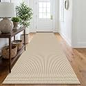 IOHOUZE Washable Runner Rug 3x10 Non Slip Rubber Backed Long Hallway Runner Entryway Runner Indoor, Kitchen Rugs Woven Cotton Floor Carpet for Hall Entrance, Cream/Beige