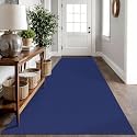 IOHOUZE Washable Runner Rug 3x10 Non Slip Rubber Backed Long Hallway Runner Entryway Runner Indoor, Kitchen Rugs Woven Cotton Floor Carpet for Hall Entrance, Royal Blue/Navy