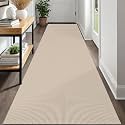 IOHOUZE Washable Runner Rug 3x12 Non Slip Rubber Backed Extra Long Hallway Runner Entryway Runner Indoor, Kitchen Rugs Woven Cotton Floor Carpet for Hall Entrance, Cream/Beige