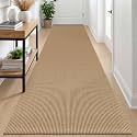 IOHOUZE Washable Runner Rug 3x12 Non Slip Rubber Backed Extra Long Hallway Runner Entryway Runner Indoor, Kitchen Rugs Woven Cotton Floor Carpet for Hall Entrance Stair, Orange/Tan/Brown