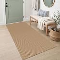 IOHOUZE Washable Runner Rug 3x6 Non Slip Rubber Backed Wide Hallway Runner Entryway Runner Indoor, Woven Kitchen Rugs Cotton Floor Carpet for Hall Entrance Bedroom, Orange/Tan/Brown