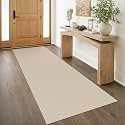 IOHOUZE Washable Runner Rug 3x8 Non Slip Rubber Backed Wide Hallway Runner Entryway Runner Indoor, Kitchen Rugs Woven Floor Carpet for Hall Entrance Bedroom, Cream/Beige