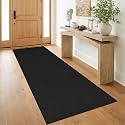 IOHOUZE Washable Runner Rug 3x8 Non Slip Rubber Backed Wide Hallway Runner Entryway Runner Indoor, Kitchen Rugs Woven Floor Carpet for Hall Entrance Bedroom, Black/Grey