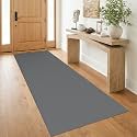 IOHOUZE Washable Runner Rug 3x8 Non Slip Rubber Backed Wide Hallway Runner Entryway Runner Indoor, Kitchen Rugs Woven Floor Carpet for Hall Entrance Bedroom, Dark Grey