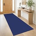 IOHOUZE Washable Runner Rug 3x8 Non Slip Rubber Backed Wide Hallway Runner Entryway Runner Indoor, Kitchen Rugs Woven Floor Carpet for Hall Entrance Bedroom, Royal Blue/Navy