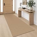 IOHOUZE Washable Runner Rug 3x8 Non Slip Rubber Backed Wide Hallway Runner Entryway Runner Indoor, Woven Kitchen Rugs Cotton Floor Carpet for Hall Entrance Bedroom, Orange/Tan/Brown