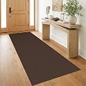 IOHOUZE Washable Runner Rug 3x8 Non Slip Rubber Backed Wide Hallway Runner Entryway Runner Indoor, Kitchen Rugs Woven Floor Carpet for Hall Entrance Bedroom, Brown
