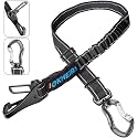 IOKHEIRA Dog Seatbelt, Updated Adjustable Harness Reflective Bungee Dog Car Seat Belt with Aviation Aluminum Alloy Rotatable Carabiner, Hook & Buckle