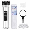 IONIX Clear Transparent Cartridge Water Filter for Overhead Tank | Keep an Eye on Mud | High Pressure Yarn Tank Filter | Whole House Water Filter |Sediment Filter for Overhead Tank, 1 Set, Clear