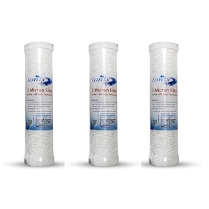 ionix compatible ro pre filter cartridge 3 micron pre filter yarn spun pp  yarn 10 inches compatible with all standard size pre filters pack of 3