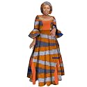 iooiooi Womens African Print Party Maxi Dress Ankara Long Dress &amp; Headwrap