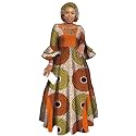 iooiooi Womens African Print Party Maxi Dress Ankara Long Dress &amp; Headwrap