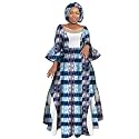 iooiooi Womens African Print Party Maxi Dress Ankara Long Dress &amp; Headwrap