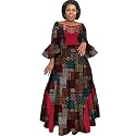 iooiooi Womens African Print Party Maxi Dress Ankara Long Dress &amp; Headwrap