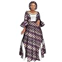iooiooi Womens African Print Party Maxi Dress Ankara Long Dress &amp; Headwrap